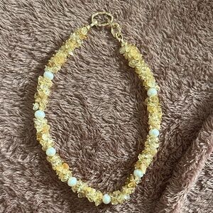 Elegant Gold and White Beaded Necklace